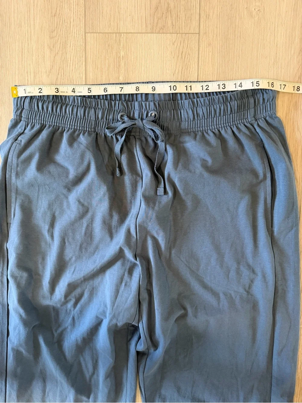 Pact Women’s Organic Cotton Wide Leg Lounge Pants Blue Pockets Sz L 32” Inseam